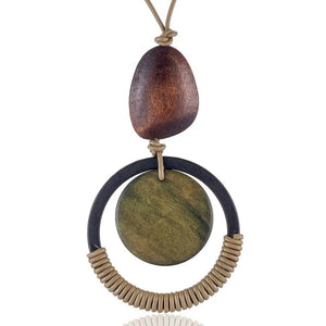 Long Wood Pendant Necklace for Women Chokers Gothic Chains