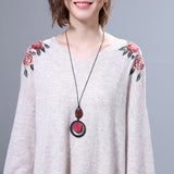 Long Wood Pendant Necklace for Women Chokers Gothic Chains