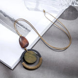 Long Wood Pendant Necklace for Women Chokers Gothic Chains
