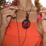 Long Wood Pendant Necklace for Women Chokers Gothic Chains
