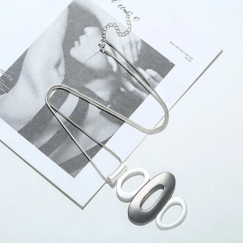 Long Metal Pendant Necklace Statement Jewelry Gift