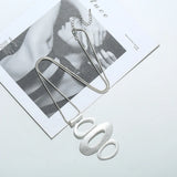 Long Metal Pendant Necklace Statement Jewelry Gift