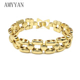 Long Plated Hand Wristband Wide Charm Bangles For Men Geometric Jewelry