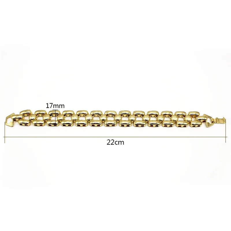 Long Plated Hand Wristband Wide Charm Bangles For Men Geometric Jewelry