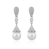 Long Pearl Earrings Zirconia Stone Summer Style