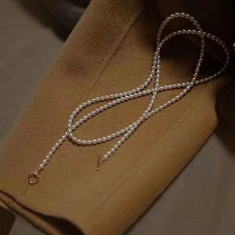 Long Freshwater Pearl Necklace Vintage Pretty Women Jewelry