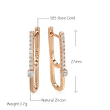 Long Zircon Pendant Rose Earrings for Women