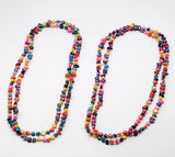 Long Pink Potato Pearls Crystal Beads Necklace 60 Inches DIY Pearl Jewelry