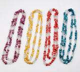 Long Pink Potato Pearls Crystal Beads Necklace 60 Inches DIY Pearl Jewelry