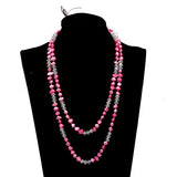 Long Pink Potato Pearls Crystal Beads Necklace 60 Inches DIY Pearl Jewelry