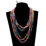 Long Pink Potato Pearls Crystal Beads Necklace 60 Inches DIY Pearl Jewelry