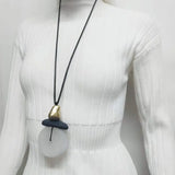 Long Resin Pendant Style Frosted Resin Stone Pendant Necklace