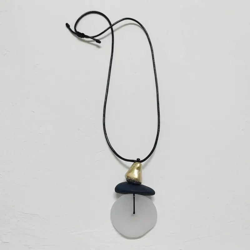 Long Resin Pendant Style Frosted Resin Stone Pendant Necklace