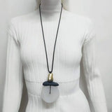 Long Resin Pendant Style Frosted Resin Stone Pendant Necklace