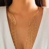 Long Round Sheet Tassel Chains Necklace for Women