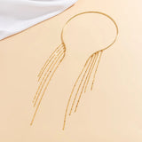 Long Round Sheet Tassel Chains Necklace for Women
