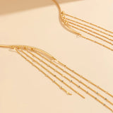 Long Round Sheet Tassel Chains Necklace for Women