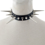 Spike Choker Faux Leather Collar For Women Men Big Rivets Goth Style Necklace