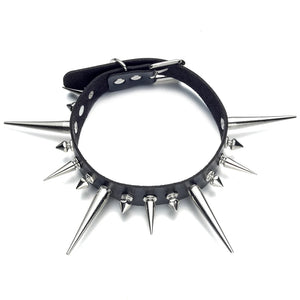 Spike Choker Faux Leather Collar For Women Men Big Rivets Goth Style Necklace