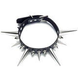 Spike Choker Faux Leather Collar For Women Men Big Rivets Goth Style Necklace