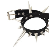 Spike Choker Faux Leather Collar For Women Men Big Rivets Goth Style Necklace