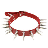 Spiked Choker Collar Leather Goth Necklace Punk Chocker