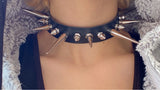 Spiked Choker Collar Leather Goth Necklace Punk Chocker