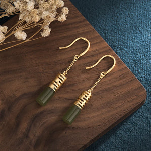 Retro Hotan Jade Earrings for Women Party Jewelry