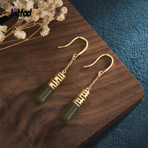 Retro Hotan Jade Earrings for Women Party Jewelry