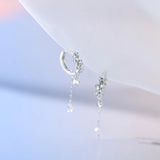Long Tasse Flower CZ Hoop Earrings For Women Girls