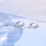Long Tasse Flower CZ Hoop Earrings For Women Girls