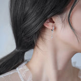Long Tasse Flower CZ Hoop Earrings For Women Girls