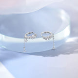 Long Tasse Flower CZ Hoop Earrings For Women Girls