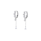 Long Tasse Flower CZ Hoop Earrings For Women Girls