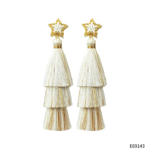 Long Tassel Beaded Earrings Five-Pointed Star Christmas Earrings