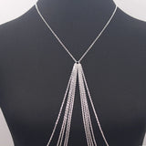 Long Tassel Body Chain Sexy Beach Silver Disco Party Accessories Bra Cross Body