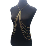 Long Tassel Body Chain Sexy Beach Silver Disco Party Accessories Bra Cross Body