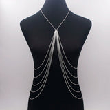 Long Tassel Body Chain Sexy Beach Silver Disco Party Accessories Bra Cross Body
