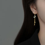 Long Tassel Butterfly Drop Earrings 925 Silver Women's Earrings for Party