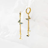 Long Tassel Butterfly Drop Earrings 925 Silver Women's Earrings for Party