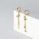 Long Tassel Butterfly Drop Earrings 925 Silver Women's Earrings for Party