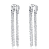 925 Sterling Silver Tassel Chain Earrings for Women