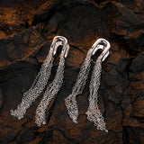 925 Sterling Silver Tassel Chain Earrings for Women