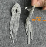 Tassel Clip On Earrings Rhinestone Chandelier Boho Fringe Chain Earring