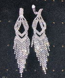 Tassel Clip On Earrings Rhinestone Chandelier Boho Fringe Chain Earring