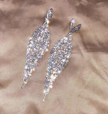 Tassel Clip On Earrings Rhinestone Chandelier Boho Fringe Chain Earring