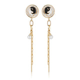 Long Tassel Dangle Drop Earrings 925 Silver Crystal Pearl Chain Wedding Jewelry