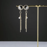 Long Tassel Dangle Drop Earrings 925 Silver Crystal Pearl Chain Wedding Jewelry