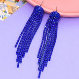 Green Rhinestone Tassel Drop Earrings for Women