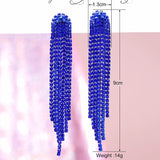 Green Rhinestone Tassel Drop Earrings for Women